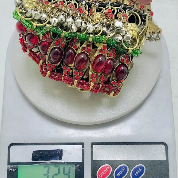 Red Stones Afghan Necklace, Vintage Coins Multilayer Choker Necklace, Gypsy - Picture 11 of 14